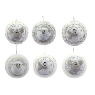 SFERA "CRYSTAL CHIC" BIANCA/ARGENTO 8 CM CON DECORO PATCH IN STOFFA,  MOD. ASS.