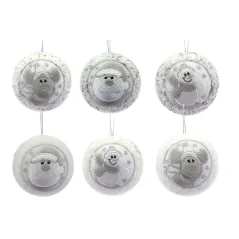 SFERA "CRYSTAL CHIC" BIANCA/ARGENTO 8 CM CON DECORO PATCH IN STOFFA,  MOD. ASS.