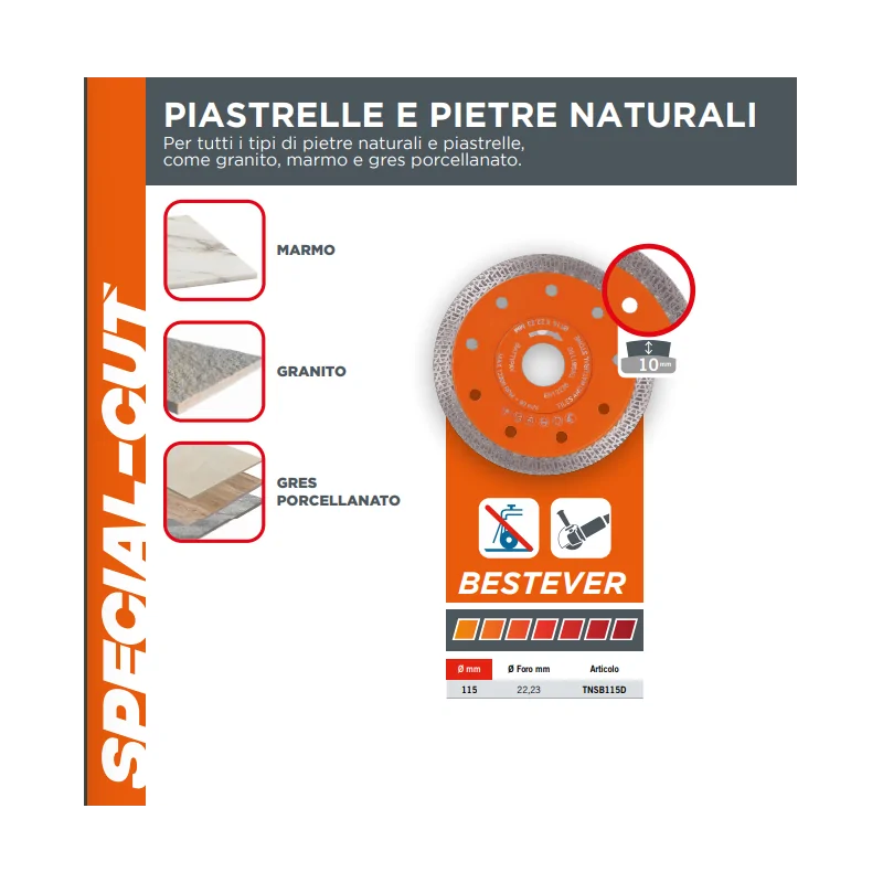 Disque découpé spécial pour pierres et carrelages Ø115