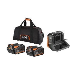 Kit chargeur et 2 batteries 4.0ah 18v aeg sac