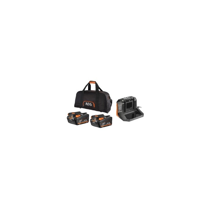 Kit caricabatterie e 2 batterie 4.0ah 18v borsa aeg