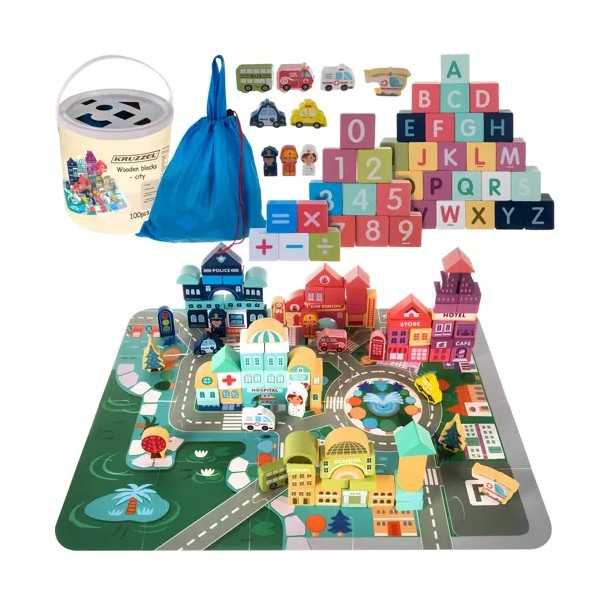Blocs en bois - ville 100 pcs