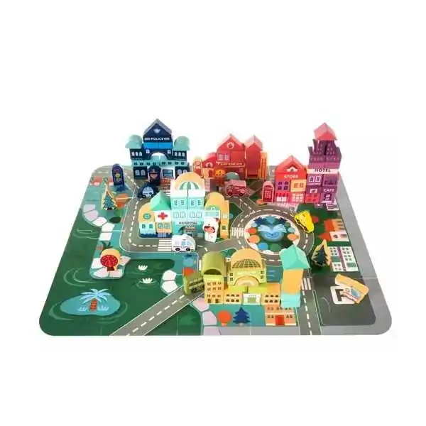 Blocs en bois - ville 100 pcs