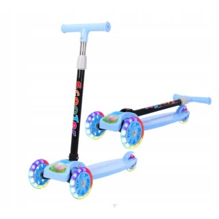 Trottinette pliable à trois roues, bleue