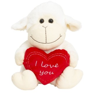 Mouton blanc assis avec coeur je t'aime h – 30cm