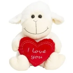 Pecora bianca seduta con cuore Ti amo h – 30cm