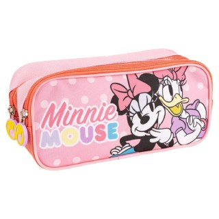 Minnie - trousse à crayons avec 2 compartiments, rose