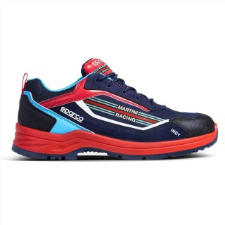 Chaussure de sécurité SPARCO Indy Sanremo bleu avec détails Martini Racing vue latérale