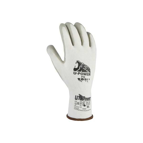 Gants de travail ajustés blanc/gris U-power