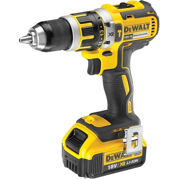 Vista laterale del trapano DEWALT DCD795M2-QW con mandrino 13 mm
