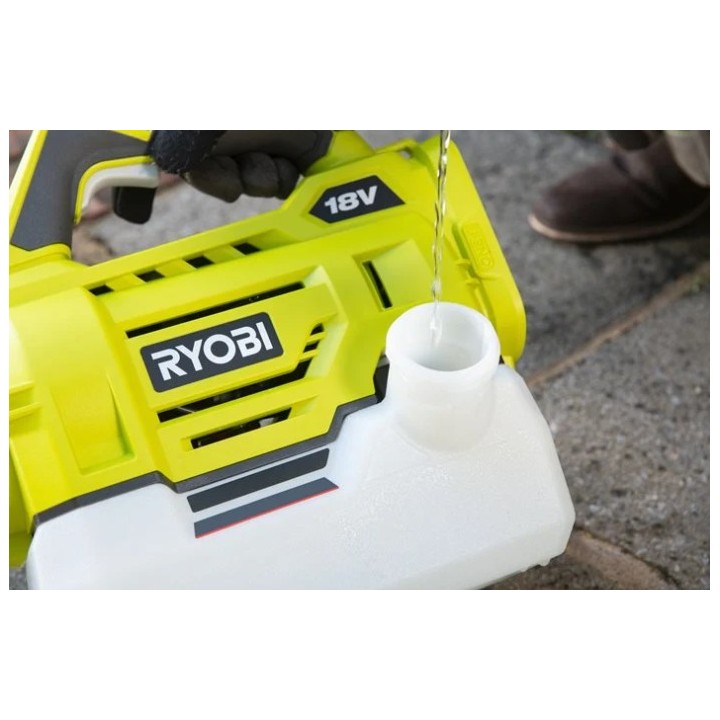Détail de la buse et du système d'atomisation RYOBI 18V