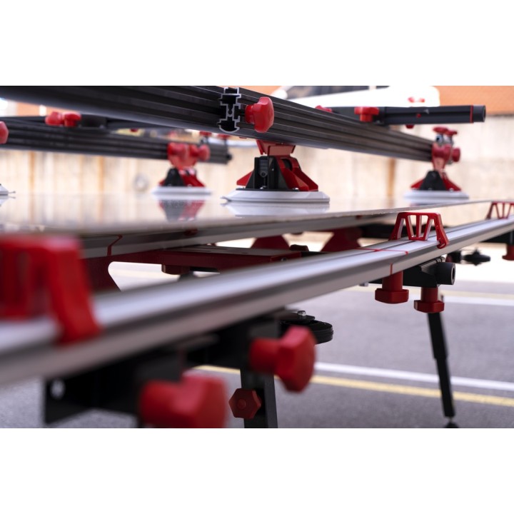 Vista laterale del banco con indicazione delle altezze di lavoro
