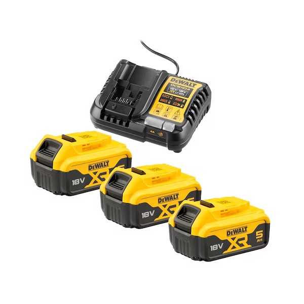 Kit Dewalt 3 Batteries XR 18V ​​5Ah + Chargeur