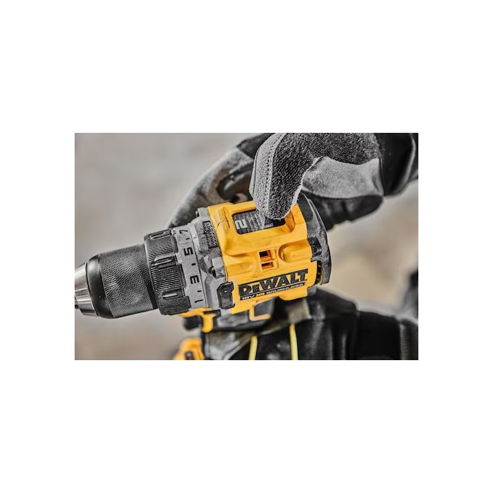 DEWALT DCD800H2T-QW vista laterale con luce LED a 3 vie