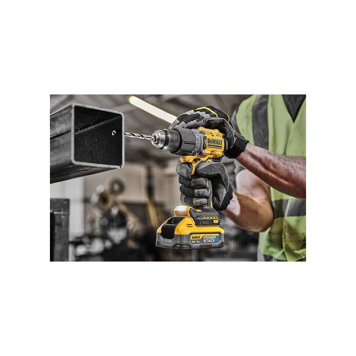 DEWALT DCD805H2T-QW lato con gancio cintura in acciaio
