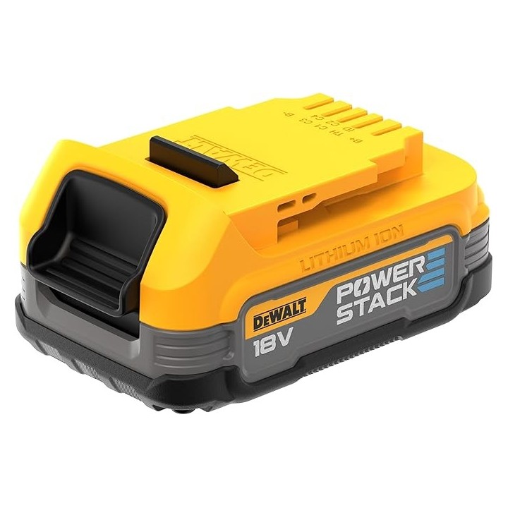 Vista laterale del kit DEWALT DCB1102E2-QW con batterie e caricabatterie