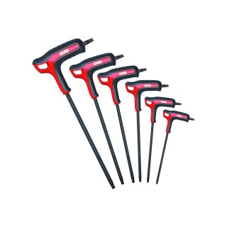 Set da 6 chiavi maschio piegate TORX con impugnature bimateriale, misure T8–T30