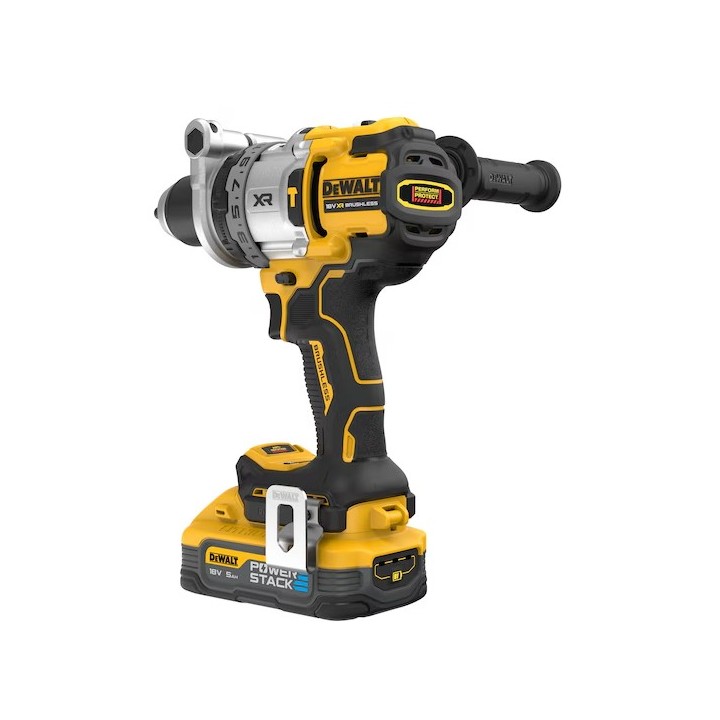 DEWALT DCD1007H2T-QW con batteria XR 18V Powerstack in posizione