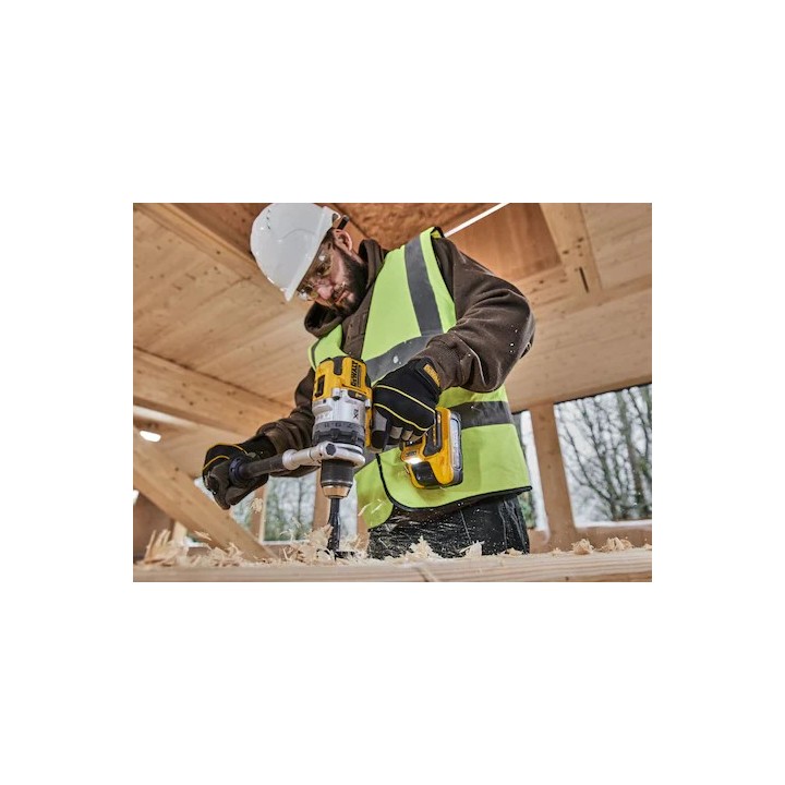 DEWALT DCD1007H2T-QW immagine prospettica mostra lunghezza compatta 193 mm