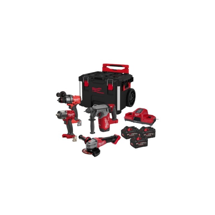 Milwaukee Kittone In Trolley + 3 Batterie 8 Ah + Caricabatterie Simultaneo