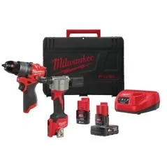 Milwaukee Kit  Perceuse à Percussion M12™ + Riveteuse Compacte (12V)