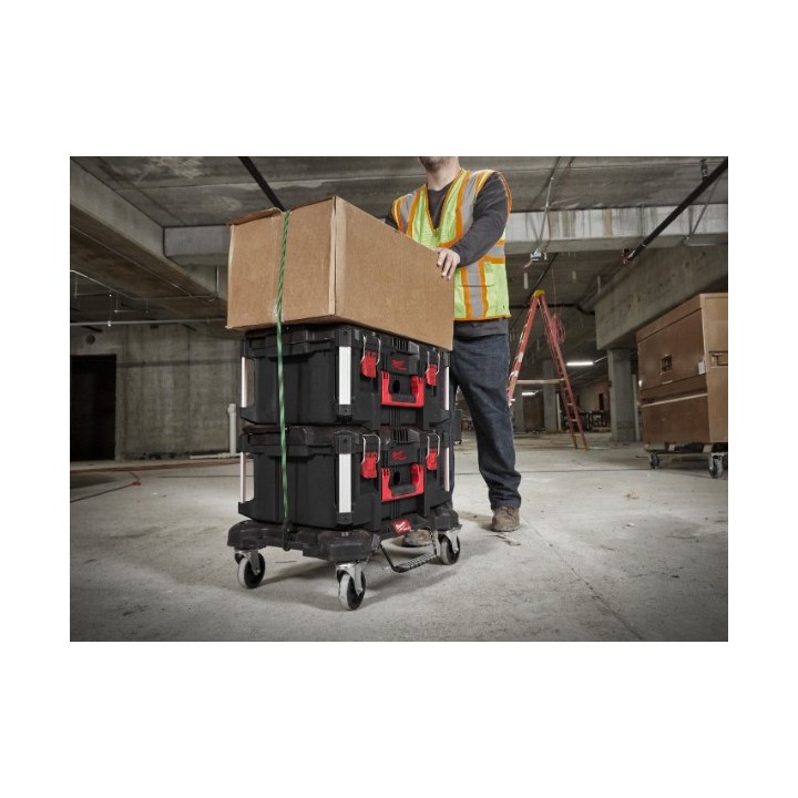 Milwaukee PACKOUT trolley piatto vista dall'alto con misure esterne
