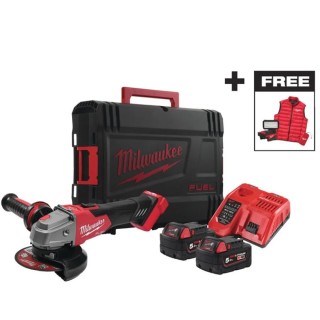 Smerigliatrice angolare Milwaukee M18 FSAG125XBMC con impugnatura laterale e protezione disco