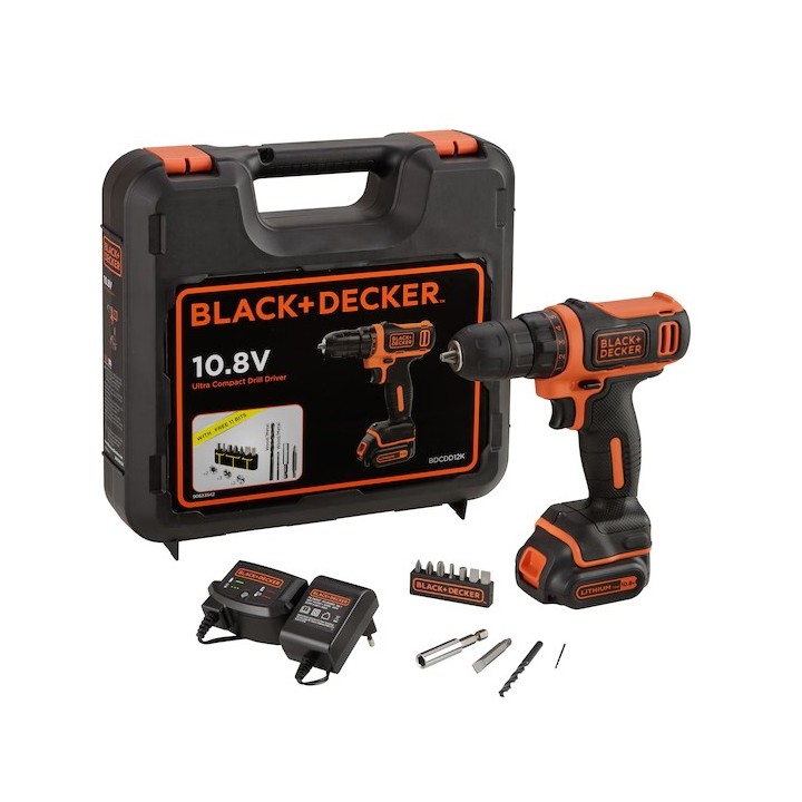 Black+Decker Trapano/Avvitatore A Batteria 12V Litio In Valigetta