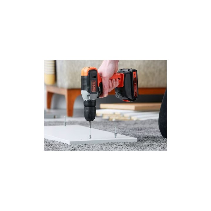 Black+Decker Trapano Avvitatore A Batteria 18V- 1,5Ah