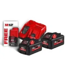 Milwaukee Kit D'Alimentation M18™ HIGH OUTPUT™ 2 x 5,5 Ah (18 V) + 1 x 3 Ah (12 V) Supplémentaire