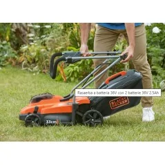 Black+Decker Tondeuse à Gazon Sans Fil  36 V Avec 2 Batteries 36 V 2,5 Ah