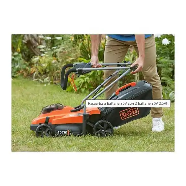 Black+Decker Tondeuse à Gazon Sans Fil  36 V Avec 2 Batteries 36 V 2,5 Ah