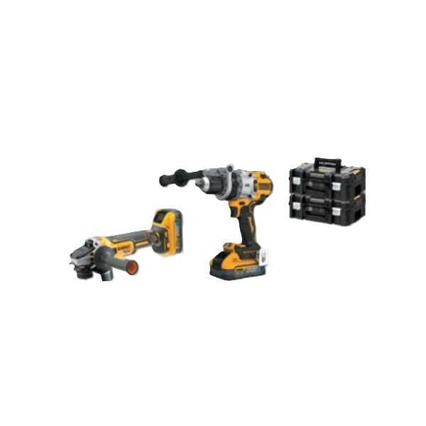Dewalt Set Trapano A  Percussione E Smerigliatrice Angolare (2 Batterie 5Ah e Caricabatterie)