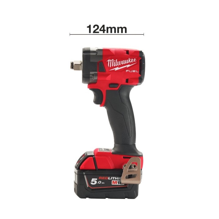 Milwaukee avvitatore M18 FUEL vista laterale con gancio cintura metallico