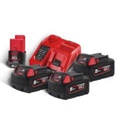 Milwaukee Kit d'alimentation  M18™ 3 x 5,0 Ah (18 V) + 1 x 2 Ah (12 V) supplémentaire