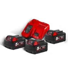 Milwaukee Kit d'alimentation  M18™ 3 x 5,0 Ah (18 V) + 1 x 2 Ah (12 V) supplémentaire