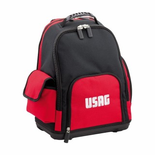 Sac à dos port-outils USAG 007 SV vue de face rouge et noir avec poches