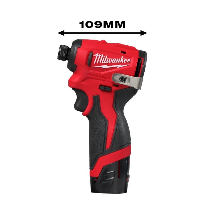Clé à chocs MILWAUKEE M12 vue latérale compacte 109 mm
