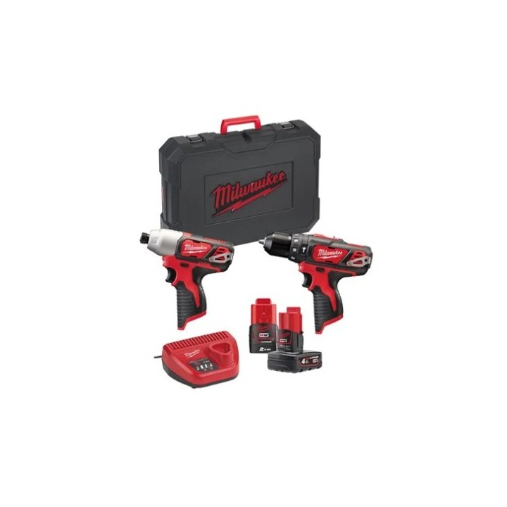Dettaglio batterie Li-ion M12 (4.0 Ah e 2.0 Ah) e caricabatterie C12 C