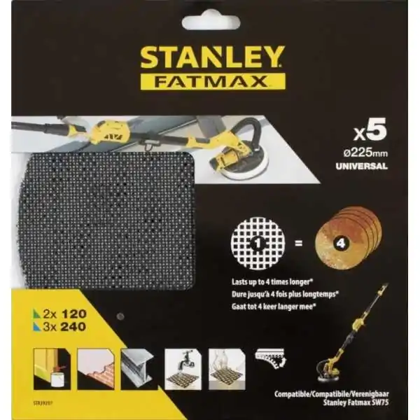 Stanley Disques Abrasifs  Pour Ponceuse Murale Giraffe 225 mm Stanley Disques Abrasifs  Pour Ponceuse Murale Giraffe 225 mm