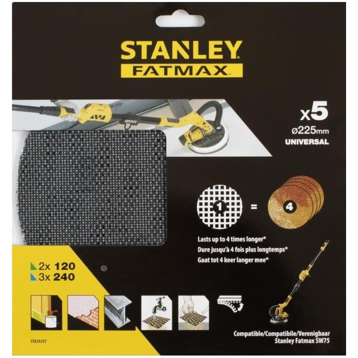 Stanley Dischi Abrasivi Per Levigatrice Giraffa Per Muro 225 mm