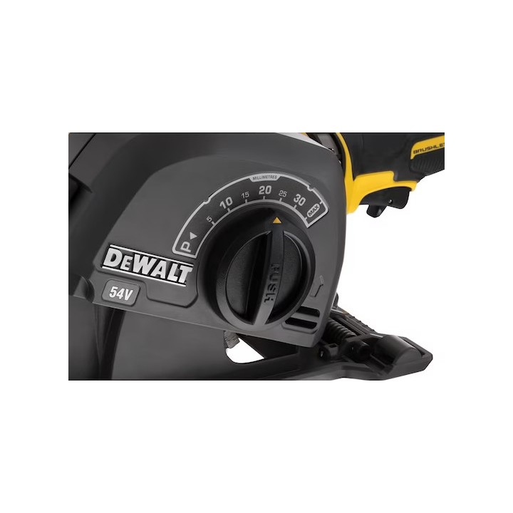 DEWALT DCG200T2-QW vue frontale de la lame et protection