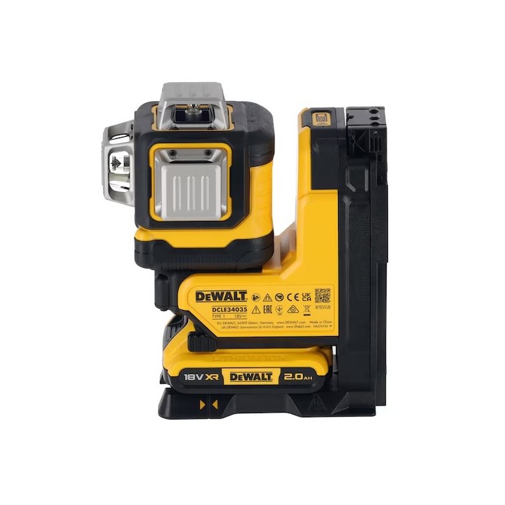 DEWALT DCLE34035D1-QW dettaglio staffa orientabile con magneti e filetto 5/8"