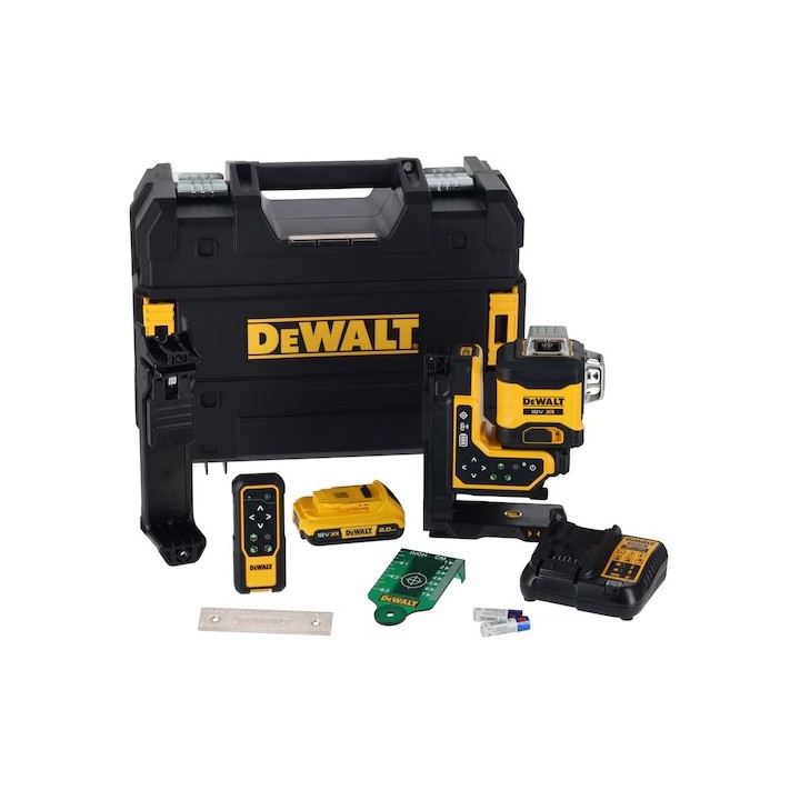 DEWALT DCLE34035D1-QW utilisation chantier avec faisceau vert et télécommande