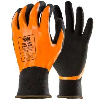 Gant OIL SAFE MIX FULLY orange/noir en polyester paume nitrile sandy dos nitrile lisse