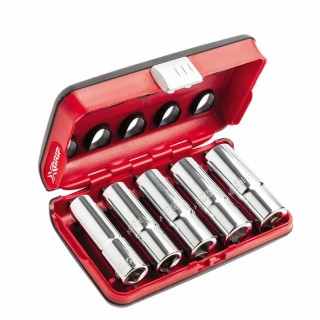 Cassetta bimateriale USAG aperta con 5 bussole lunghe X‑Grip 15-17-19-21-22 mm