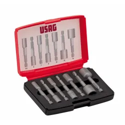 Assortiment d'embouts magnétiques Usag pour vis hexagonales (7 pièces) - entraînement 1/4"