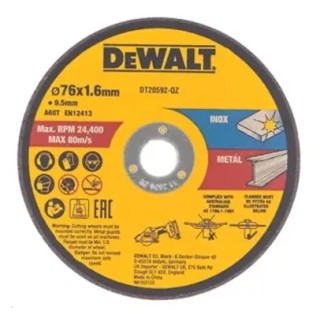Trois disques de coupe DEWALT jaune-noir 76 mm pour métal INOX