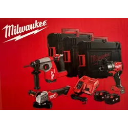 Milwaukee KIT 18V Trapano Con Percussione + Smerigliatrice+ Tassellatore Compatto