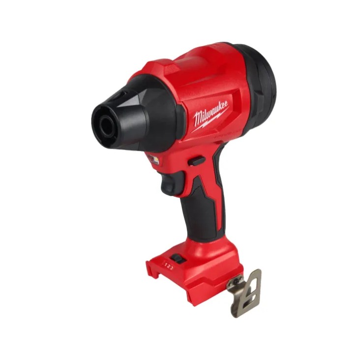 Milwaukee mini soffiatore profilo laterale con ugello montato